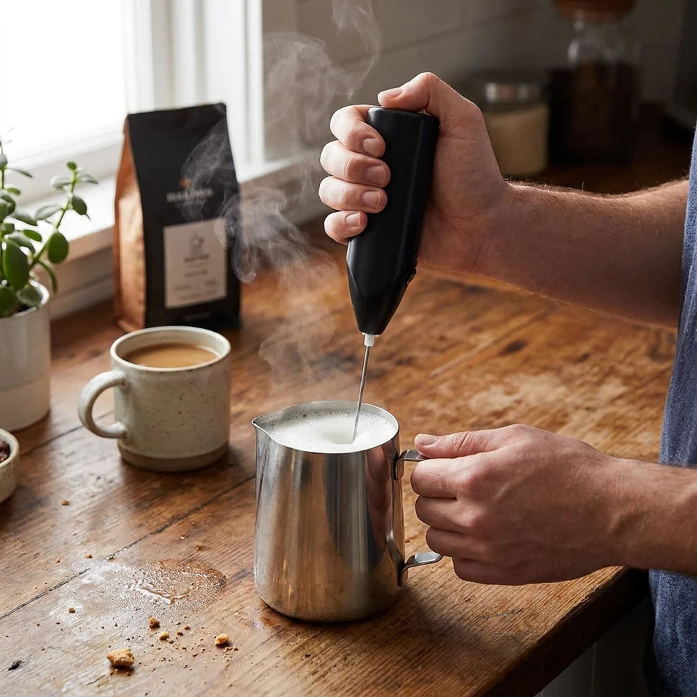 Handheld Electric Milk Frother - Portable Coffee & Egg Whisk