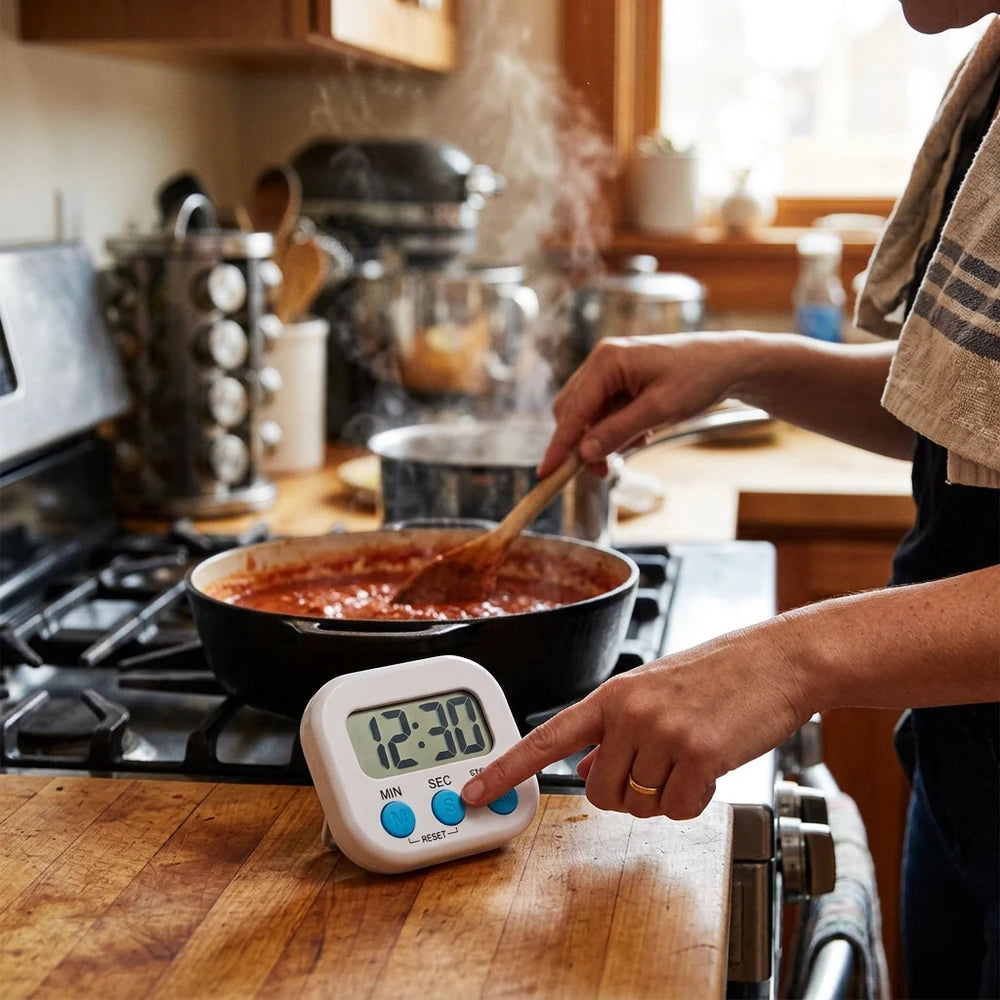 Digital Kitchen Timer with Magnetic Back &amp; Stand, 99-Minute Countdown