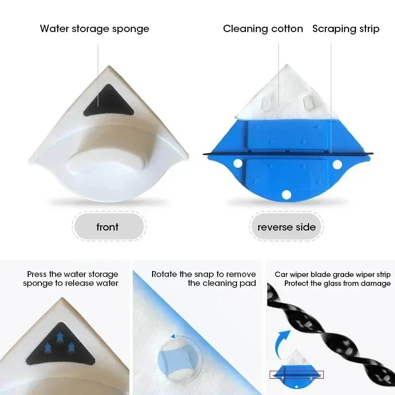 Dual-Sided Magnetic Window Cleaner with Safety Rope
