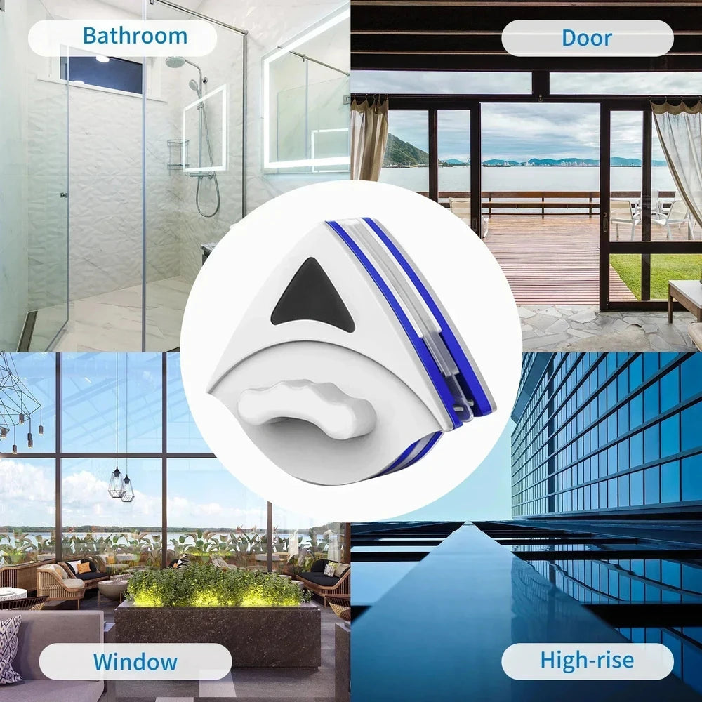 Dual-Sided Magnetic Window Cleaner with Safety Rope