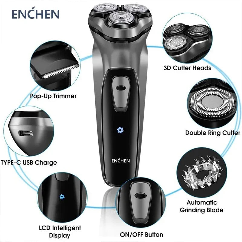 ENCHEN Blackstone Rotary Shaver - Washable, USB-C Rechargeable