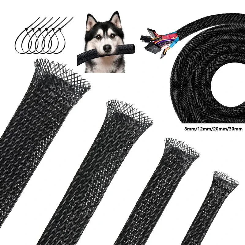 Expandable Braided Cable Sleeving - Wire Loom for TV, PC & Home Theater