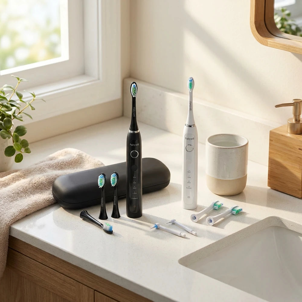 Fairywill Sonic Electric Toothbrush Set - USB Rechargeable, 5 Modes