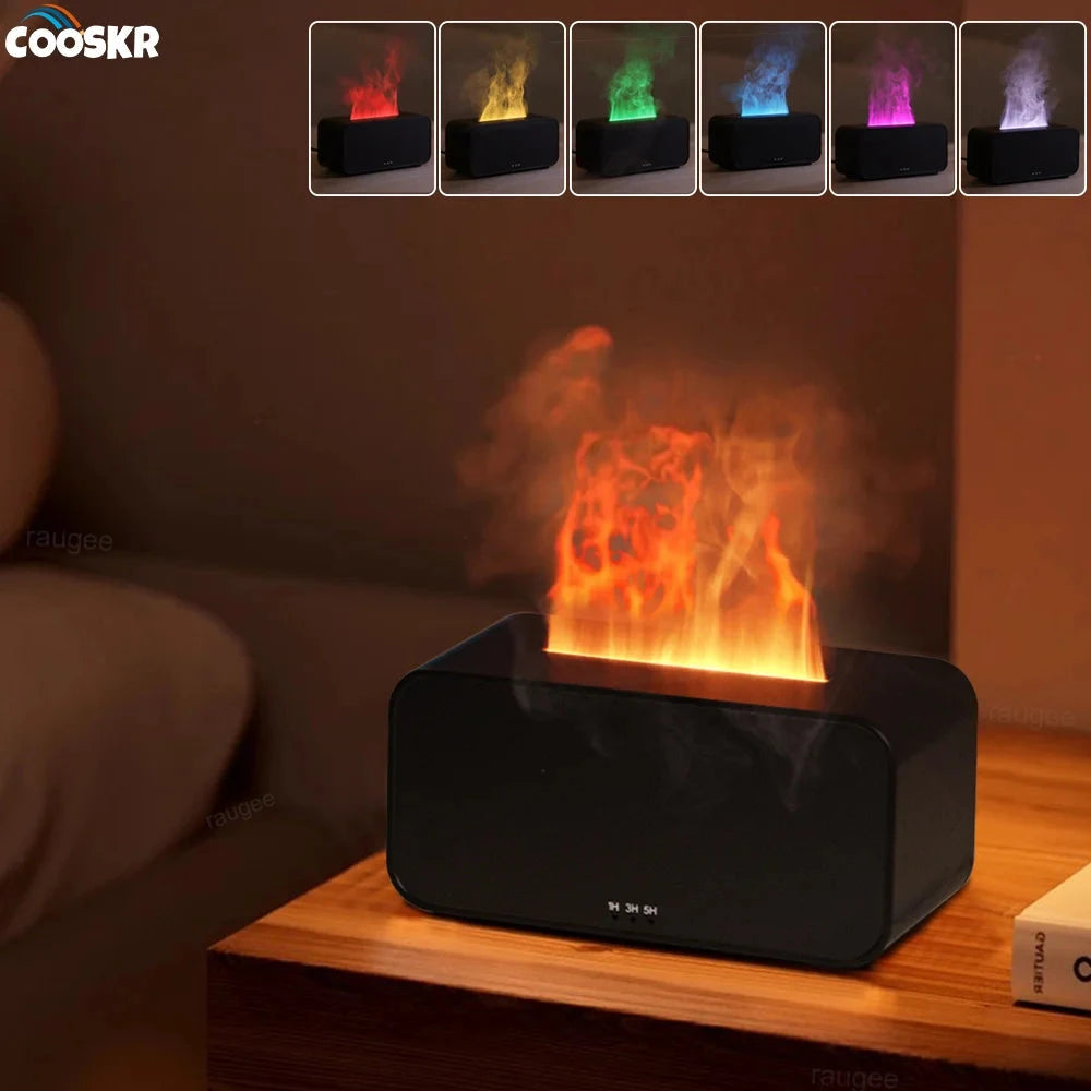 Flame Effect Aroma Diffuser & Humidifier with LED Light