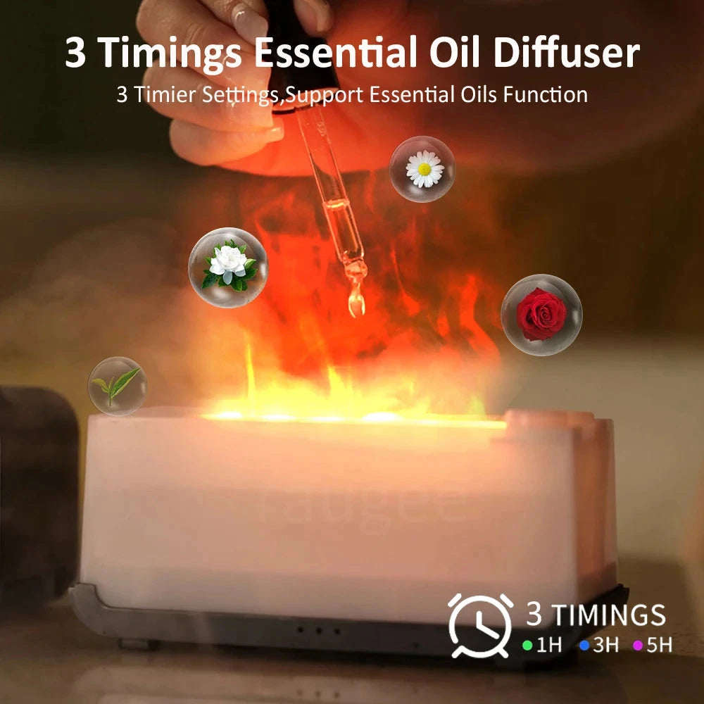 Flame Effect Aroma Diffuser & Humidifier with LED Light