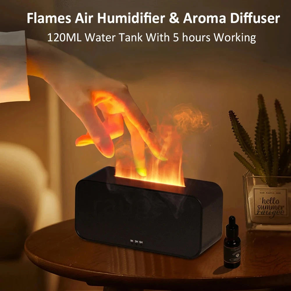 Flame Effect Aroma Diffuser & Humidifier with LED Light