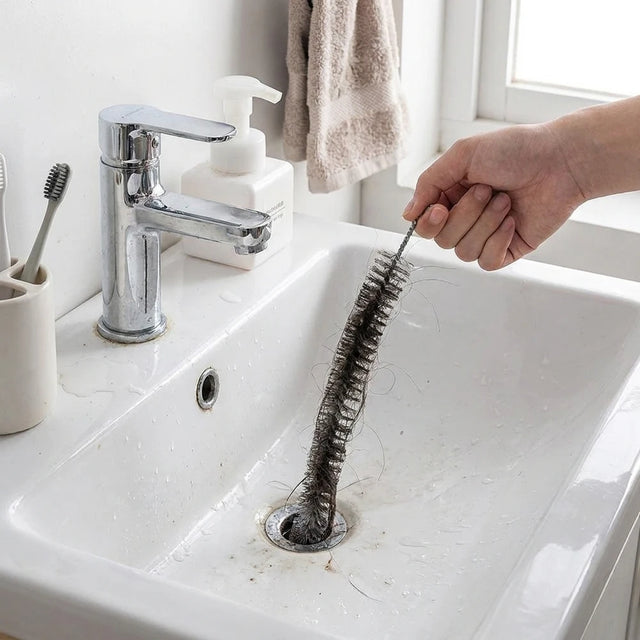 Flexible Sink & Drain Cleaning Brush for Kitchen and Bathroom Clogs