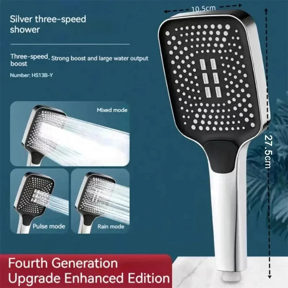 Gold-Plated 3-Mode High Pressure Shower Head - Water Saving