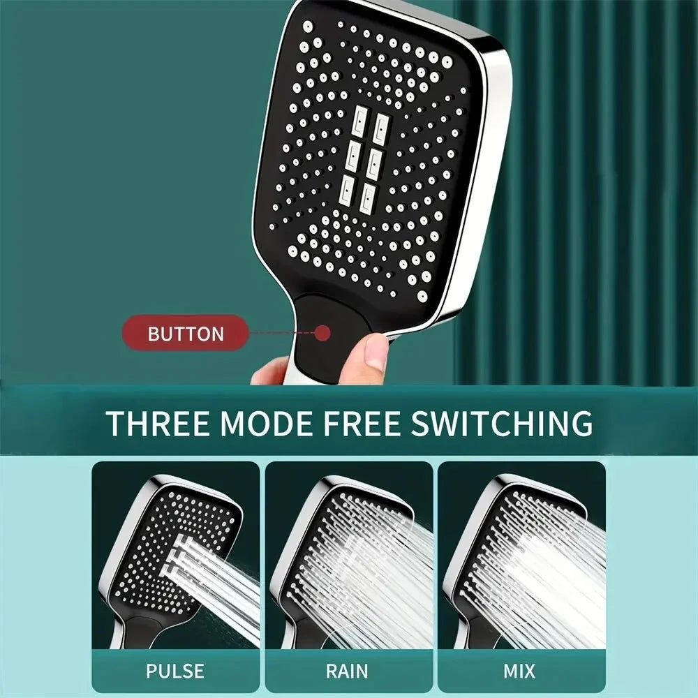 Gold-Plated 3-Mode High Pressure Shower Head - Water Saving