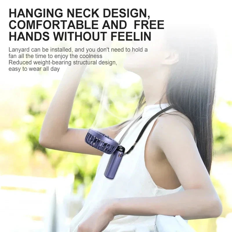 Handheld & Neck Fan - 5-Speed, Phone Stand, 1800mAh Battery