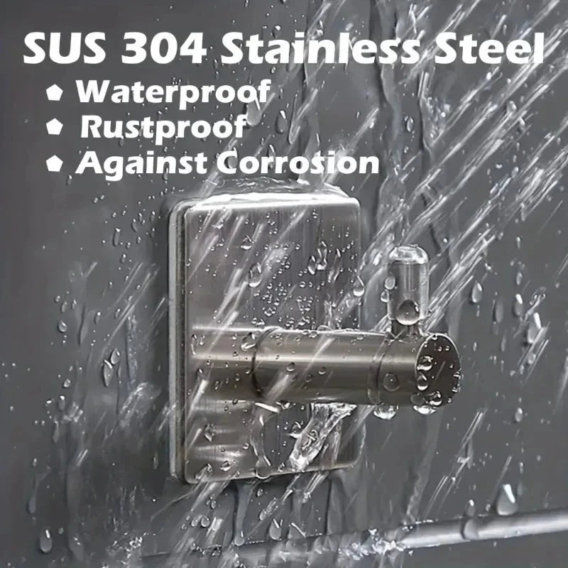 Heavy-Duty Adhesive Wall Hooks - Waterproof Stainless Steel