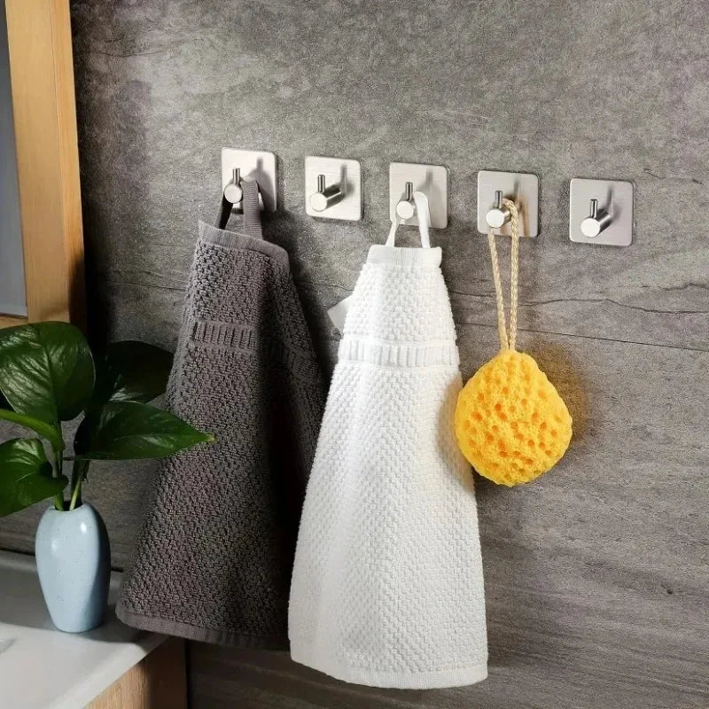 Heavy-Duty Adhesive Wall Hooks - Waterproof Stainless Steel