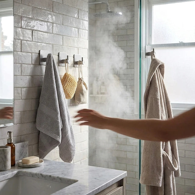 Heavy-Duty Adhesive Wall Hooks - Waterproof Stainless Steel
