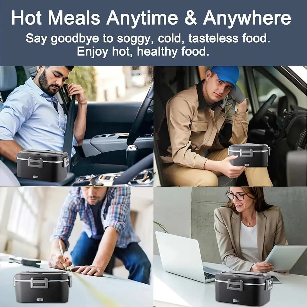 HOMEFISH Electric Heating Lunch Box - Car & Home Use, 75W Fast Heat