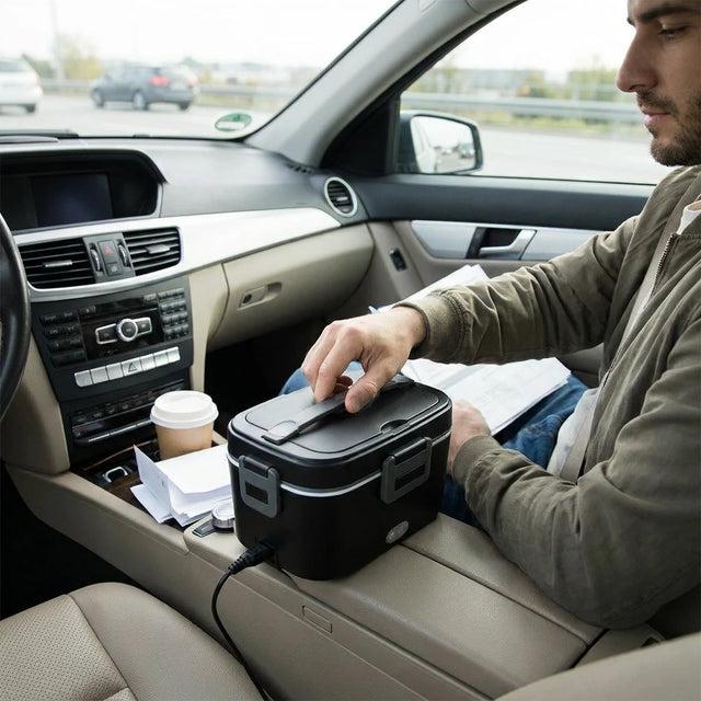 HOMEFISH Electric Heating Lunch Box - Car & Home Use, 75W Fast Heat