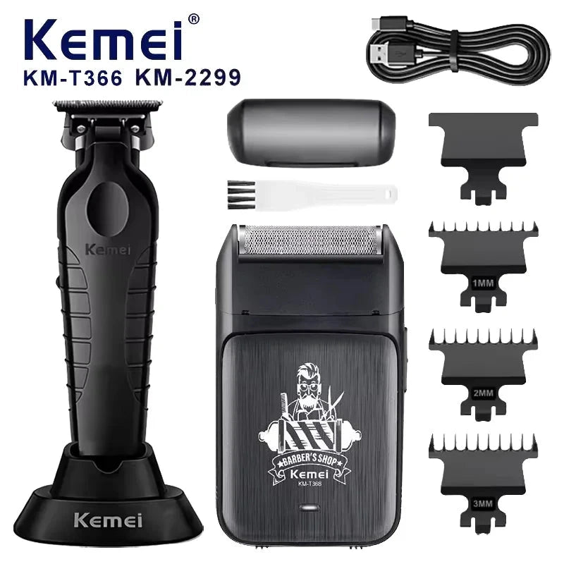 Kemei 2-in-1 Professional Hair Clipper & Trimmer Set for Men