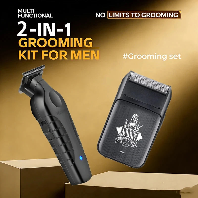 Kemei 2-in-1 Professional Hair Clipper & Trimmer Set for Men
