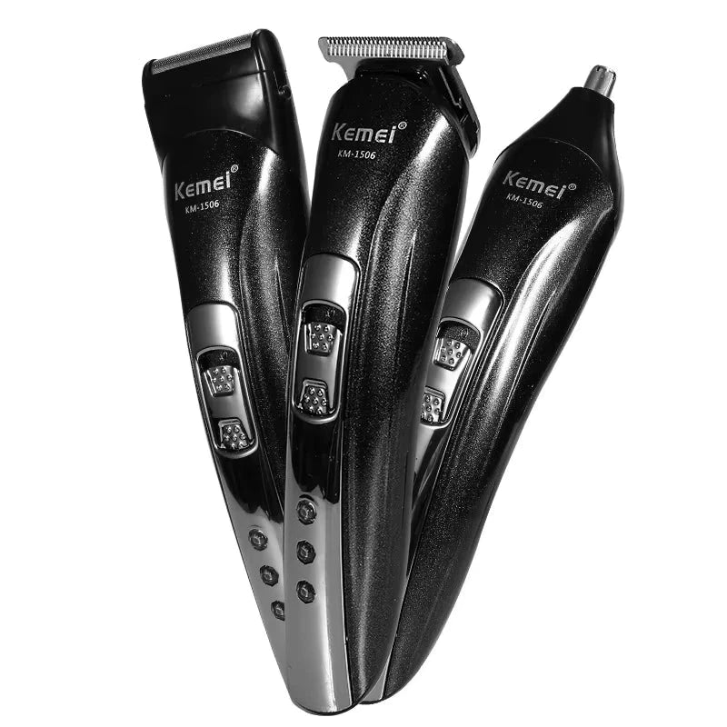 Kemei 3-in-1 Electric Hair Clipper & Nose Trimmer, USB Charging
