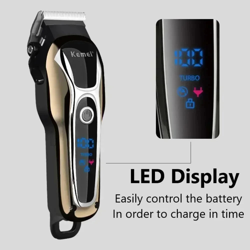 Kemei KM-1990 Professional Hair Clipper Set with LCD Display