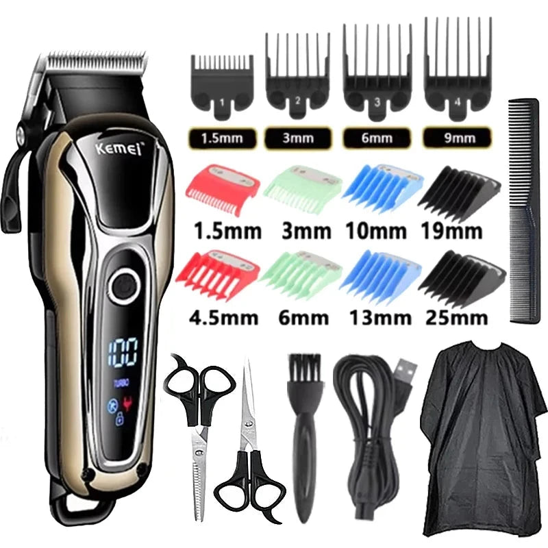 Kemei KM-1990 Professional Hair Clipper Set with LCD Display