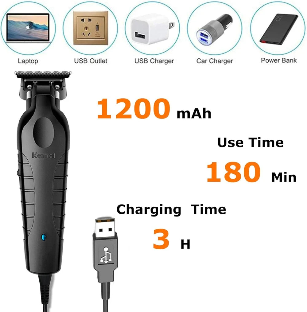 Kemei KM-2299 Cordless Beard &amp; Hair Trimmer with T-Blade