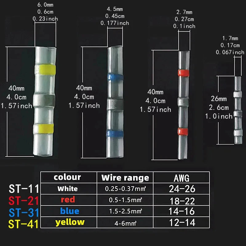 IP67 Waterproof Heat Shrink Ring Terminals - Solder Wire Connectors
