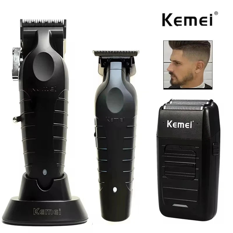 Kemei Professional Hair Clipper Kit - 3 Models, Rechargeable