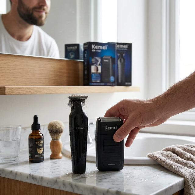 Kemei Professional USB Hair Clipper Kit - KM-2299 & KM-1102 Barber Set