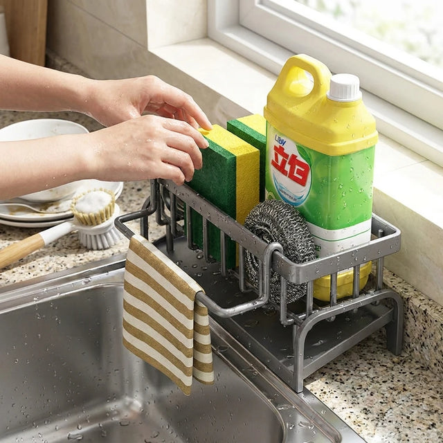 Kitchen Sink Caddy - Cleaning Cloth &amp; Sponge Storage Rack