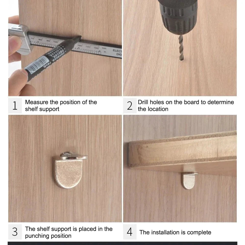 L-Shaped Shelf Support Studs - Rust-Resistant Furniture Bracket Pins, 20 Pcs