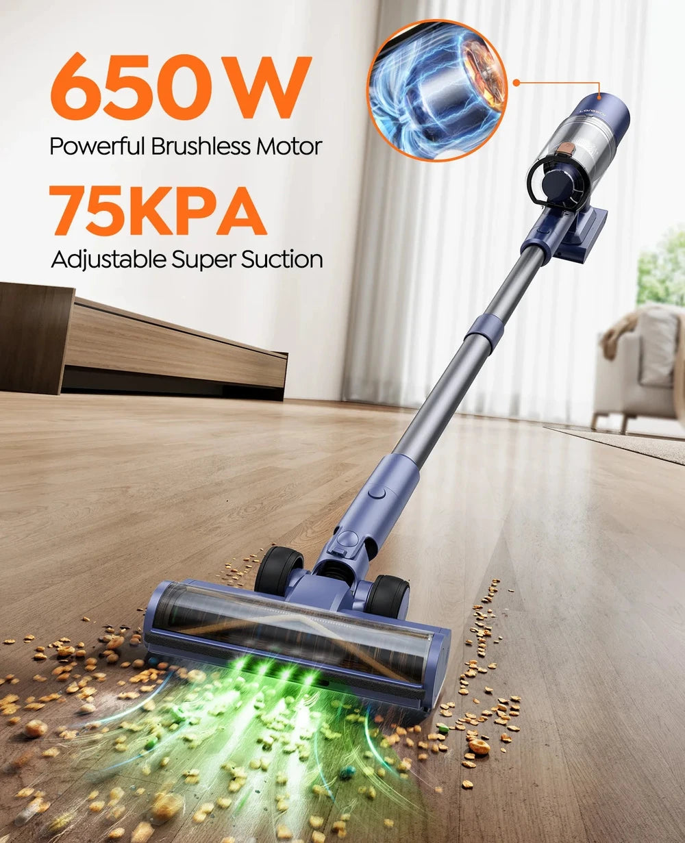 Laresar V11 75000PA Cordless Vacuum, 90-Min Runtime