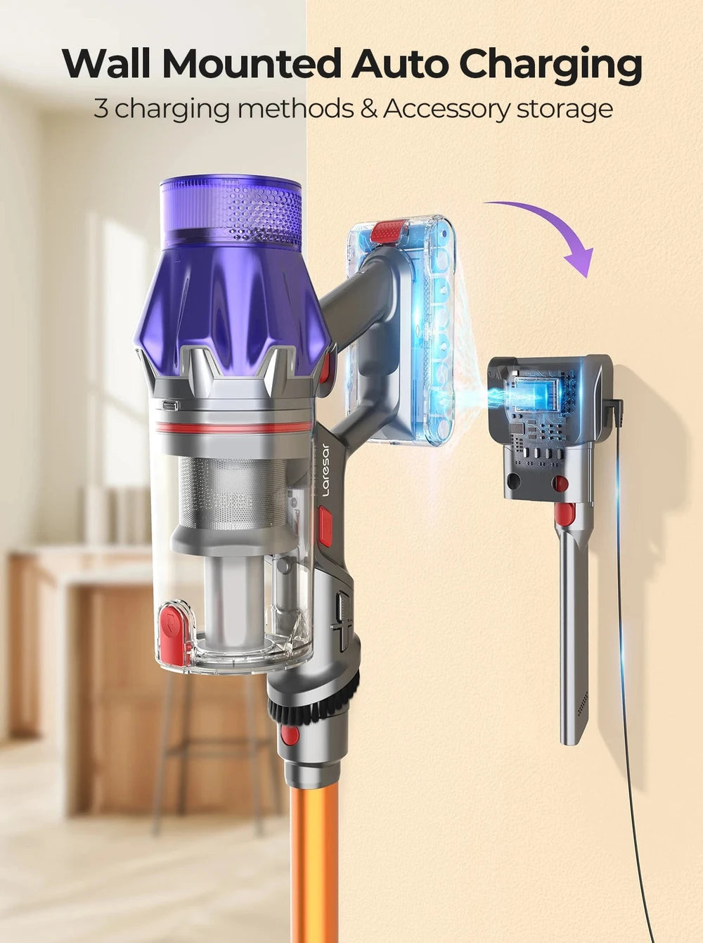 Laresar V7 Cordless Vacuum Cleaner - 50000Pa Suction, Handheld