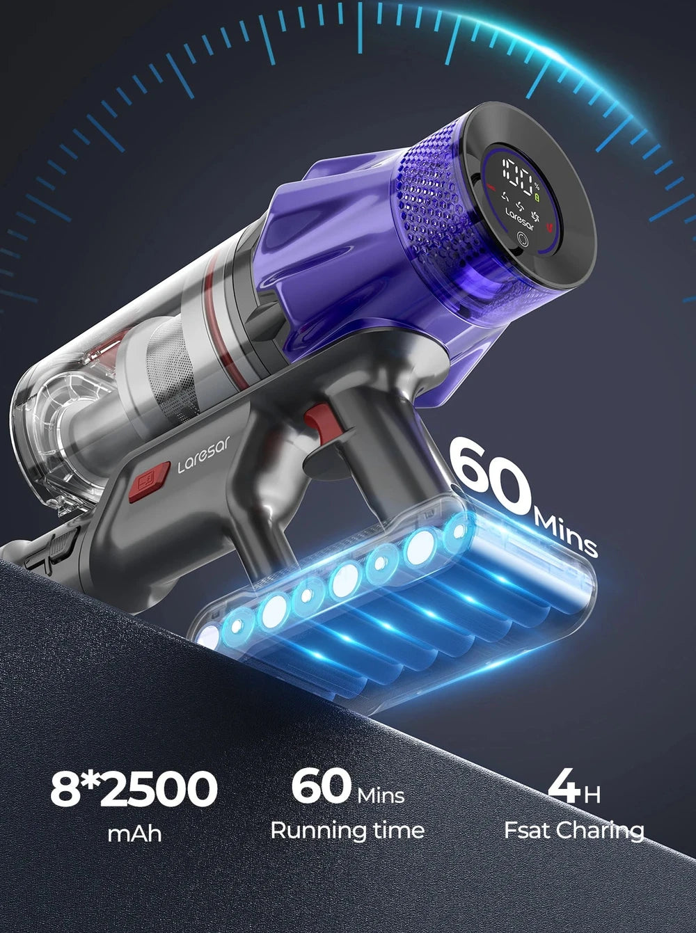 Laresar V7 Cordless Vacuum Cleaner - 50000Pa Suction, Handheld