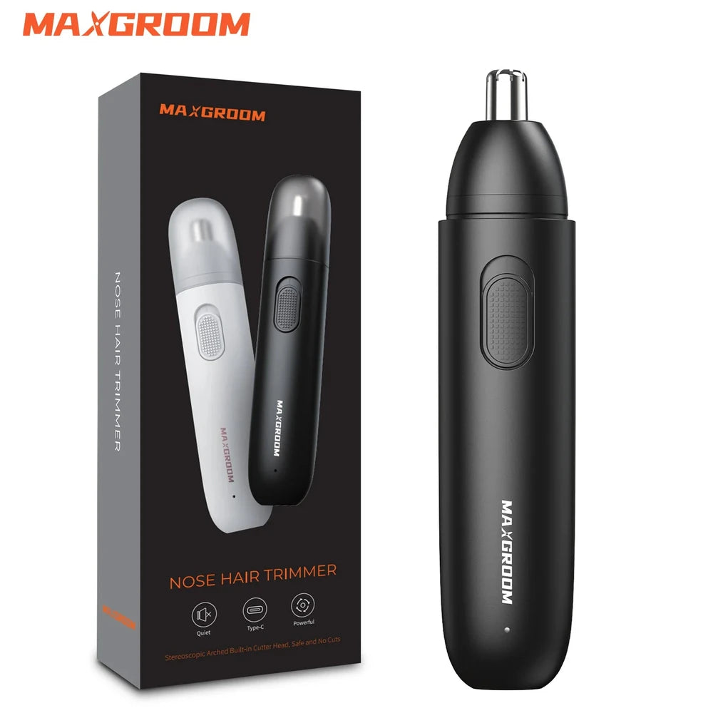 MAXGROOM Nose & Eyebrow Trimmer - Rechargeable Dual-Blade, Painless