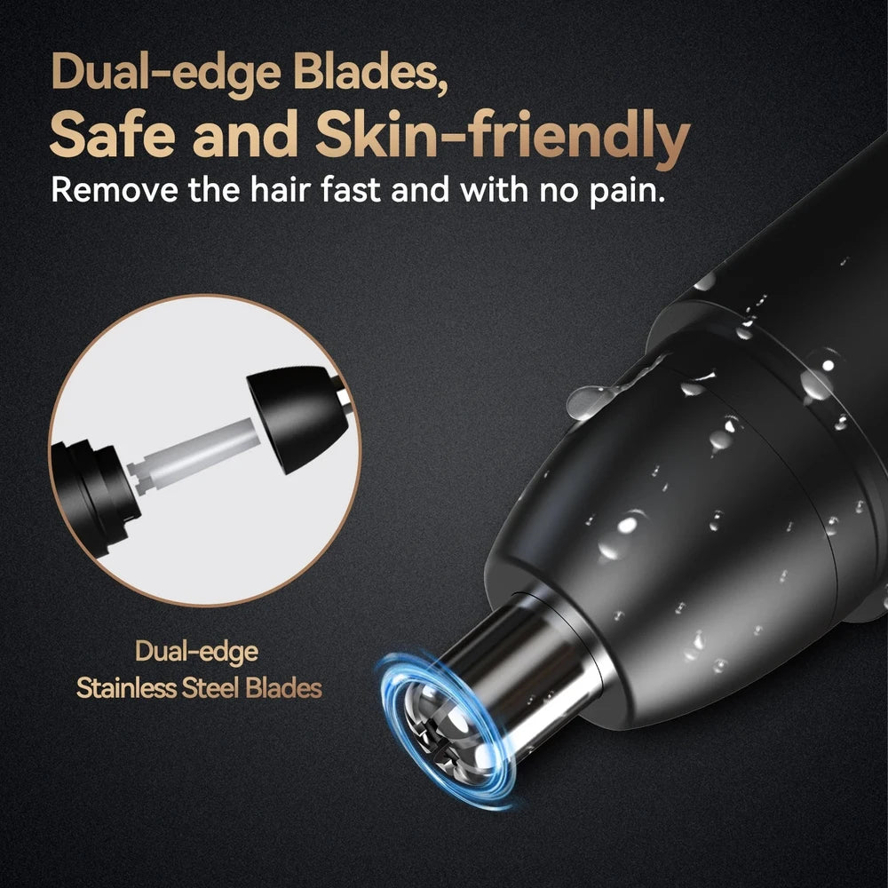 MAXGROOM Nose & Eyebrow Trimmer - Rechargeable Dual-Blade, Painless