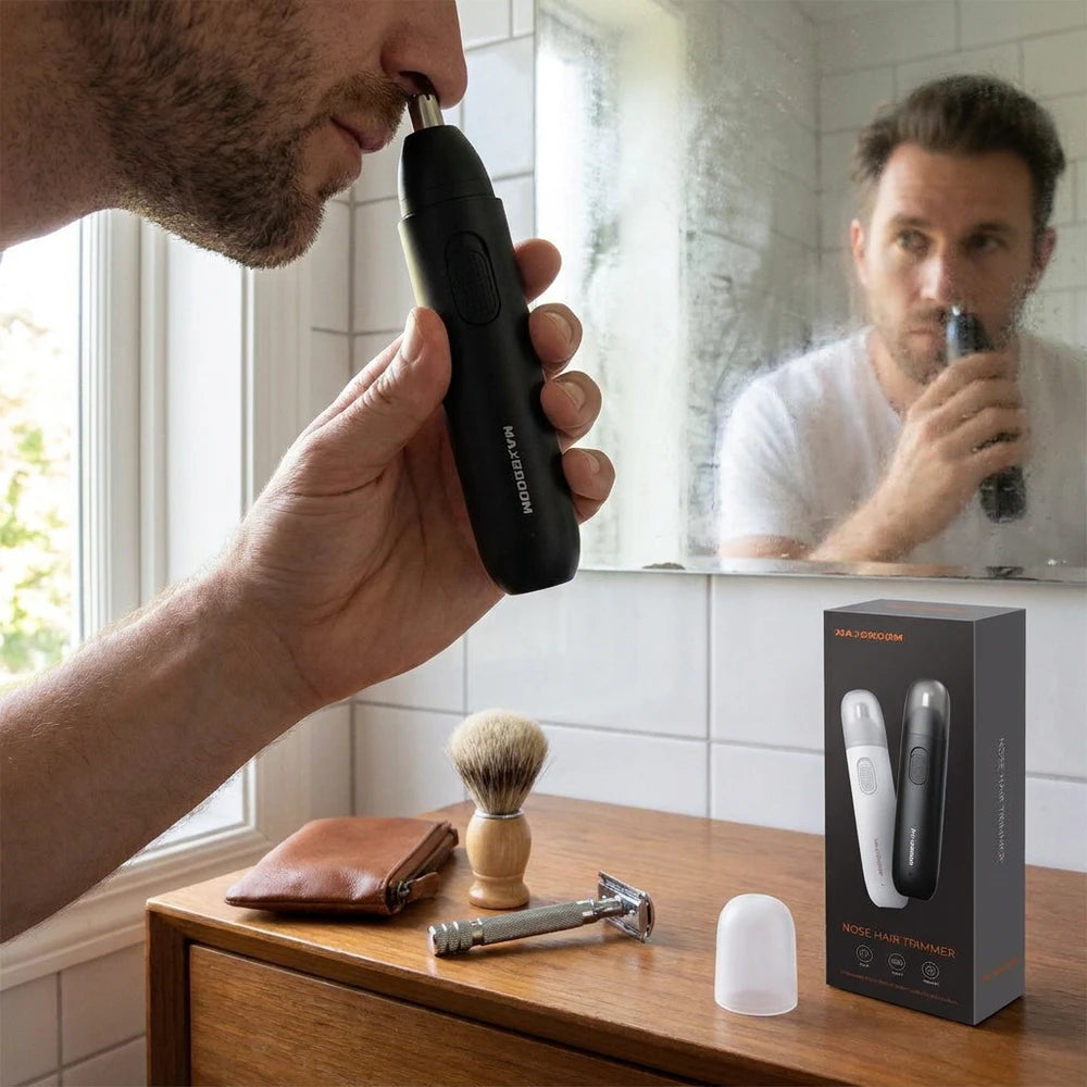 MAXGROOM Nose & Eyebrow Trimmer - Rechargeable Dual-Blade, Painless