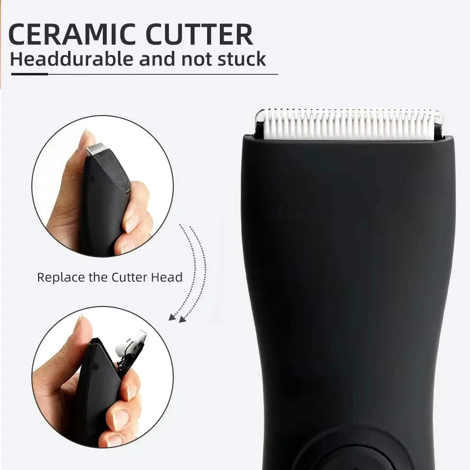 Men's Waterproof Body Hair Trimmer - Ceramic Blade Groin & Body Groomer