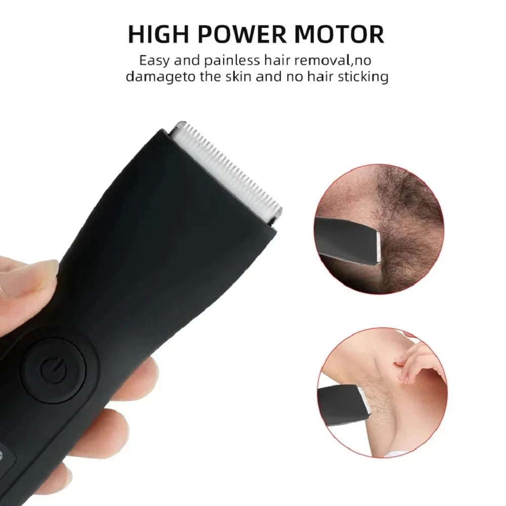 Men's Waterproof Body Hair Trimmer - Ceramic Blade Groin & Body Groomer
