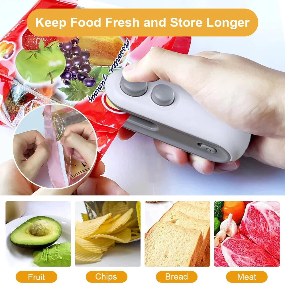 Mini Handheld Bag Sealer - Rechargeable Heat Sealing Machine for Food