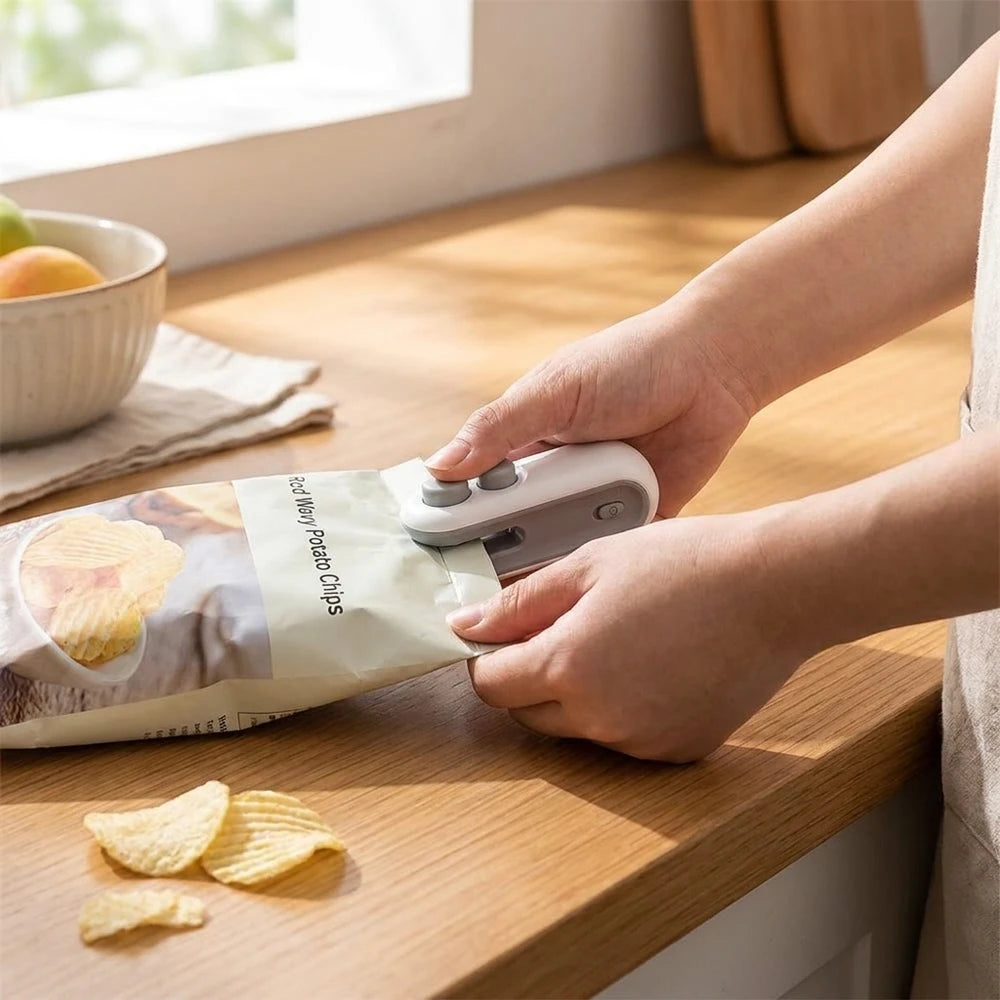 Mini Handheld Bag Sealer - Rechargeable Heat Sealing Machine for Food