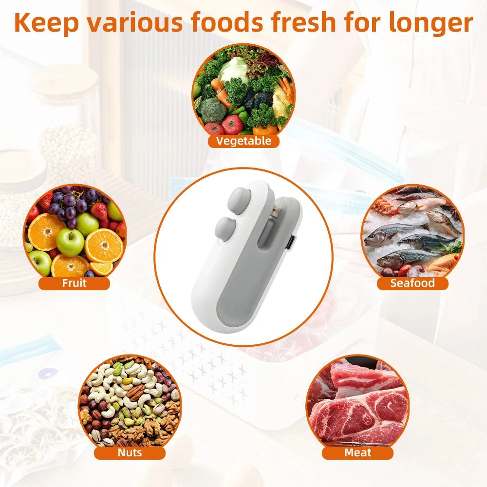 Mini Handheld Heat Bag Sealer – Portable Rechargeable Food Sealer
