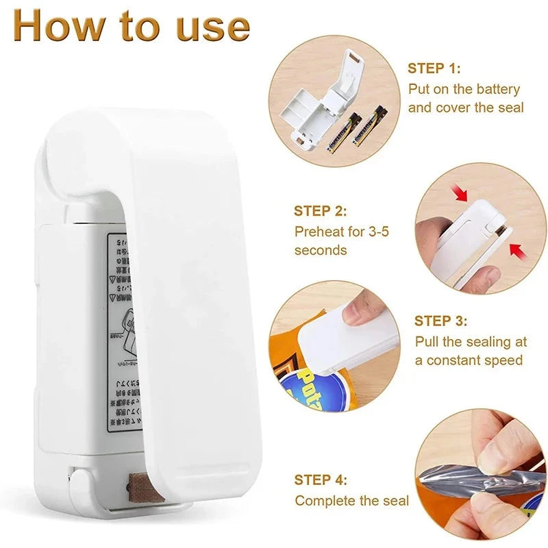 Mini Heat Bag Sealer - Portable Handheld Plastic Bag Sealing Tool