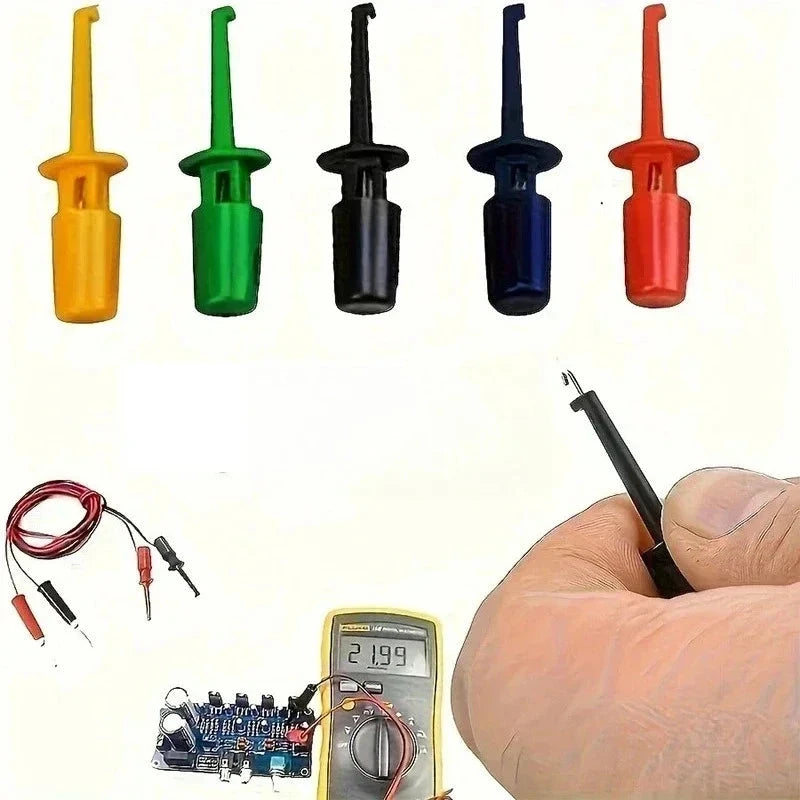 Mini Test Hook Clip Set - Round Crocodile Probes for Electronics