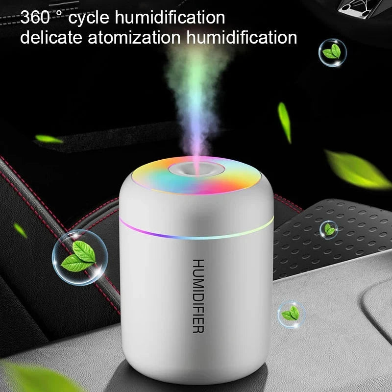 Mini USB Humidifier & Aroma Diffuser - Quiet Cool Mist, LED Light