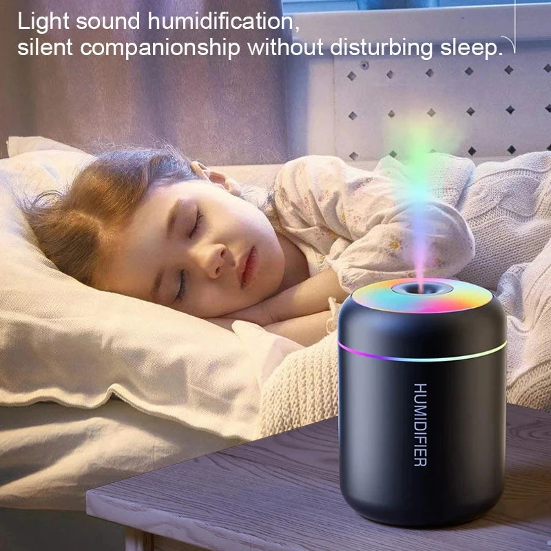 Mini USB Humidifier & Aroma Diffuser - Quiet Cool Mist, LED Light