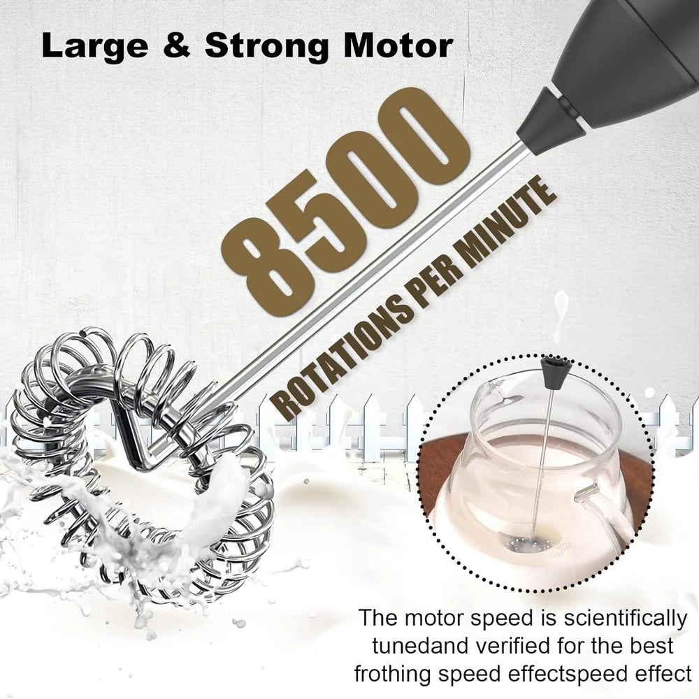 Mini USB Rechargeable Milk Frother, 3-Speed Handheld Mixer