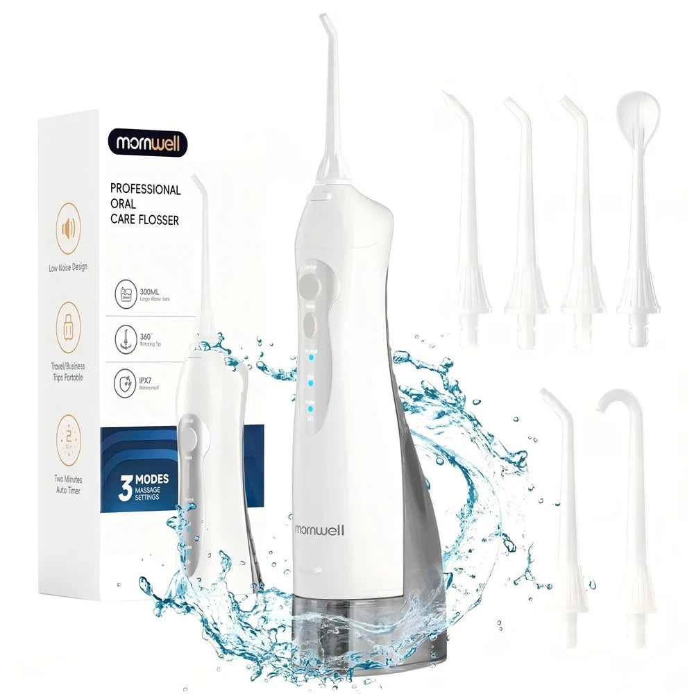 Mornwell D52 Cordless Water Flosser - 3 Modes, IPX7 Waterproof