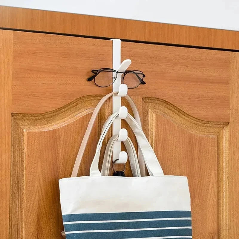 Over-Door Hanging Rack with Hooks for Clothes, Bags & Accessories
