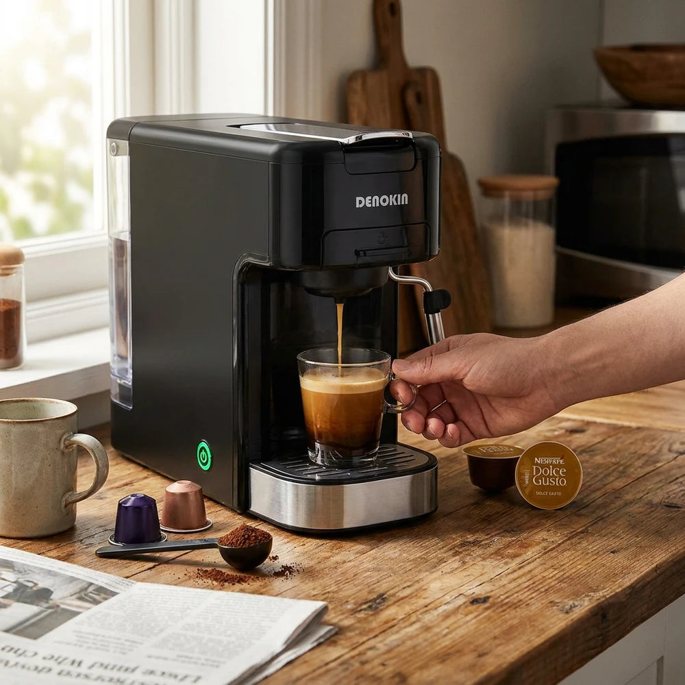 Portable Espresso Machine - 20 Bar, 3-in-1 Capsule & Ground Coffee