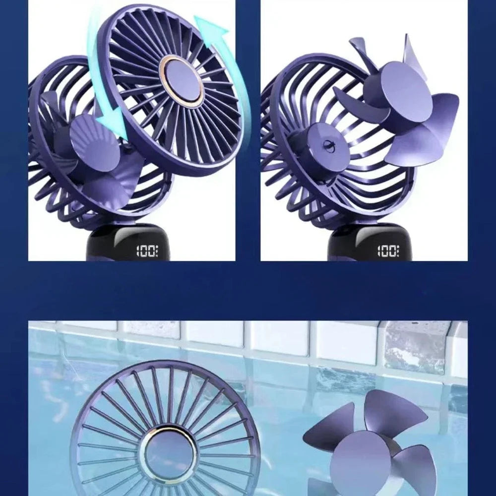 Portable Handheld Fan with LED Display - 5-Speed Adjustable Mini Fan